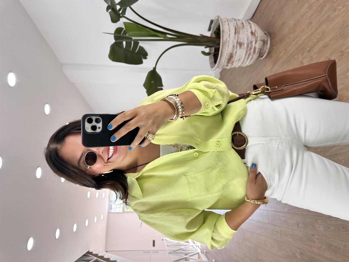 Oversize Salaş Gömlek-Neon Yeşil