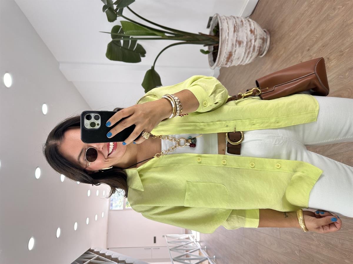 Oversize Salaş Gömlek-Neon Yeşil