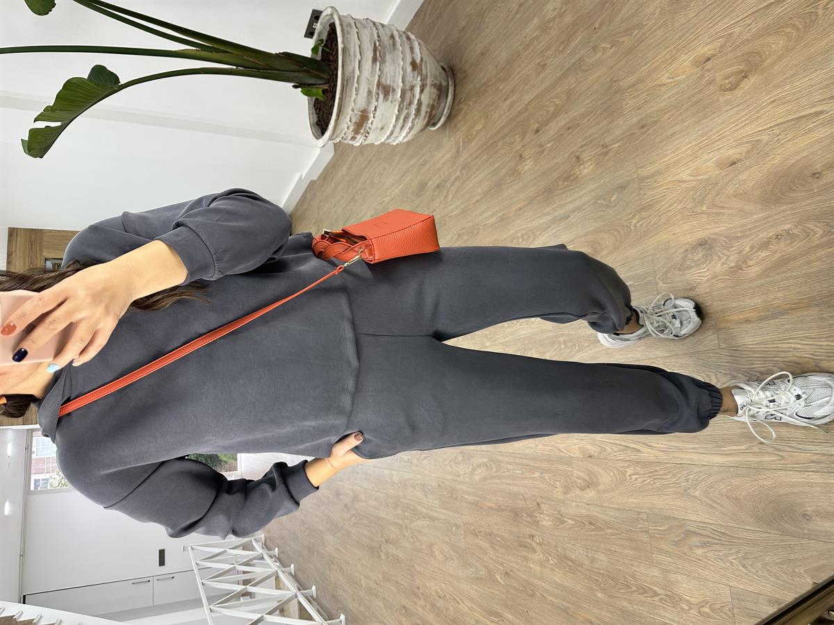 Oysho Kumaş Beli Ve Paçası Lastikli Eşofman Takımı-Gri