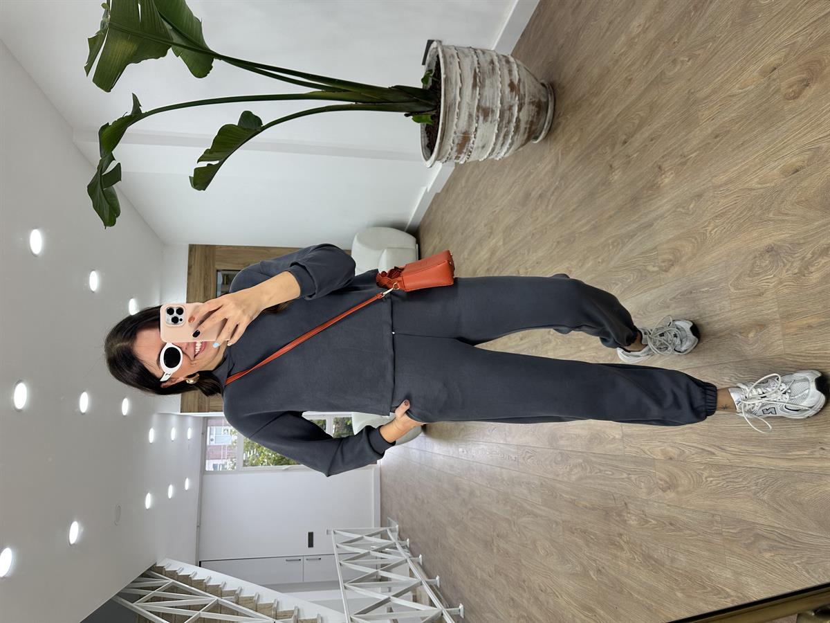 Oysho Kumaş Beli Ve Paçası Lastikli Eşofman Takımı-Gri