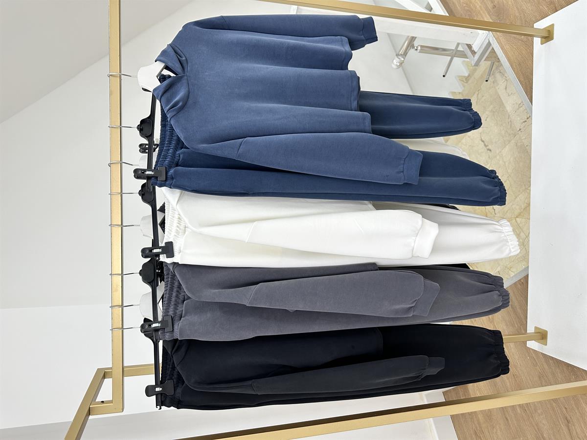 Oysho Kumaş Beli Ve Paçası Lastikli Eşofman Takımı-Siyah