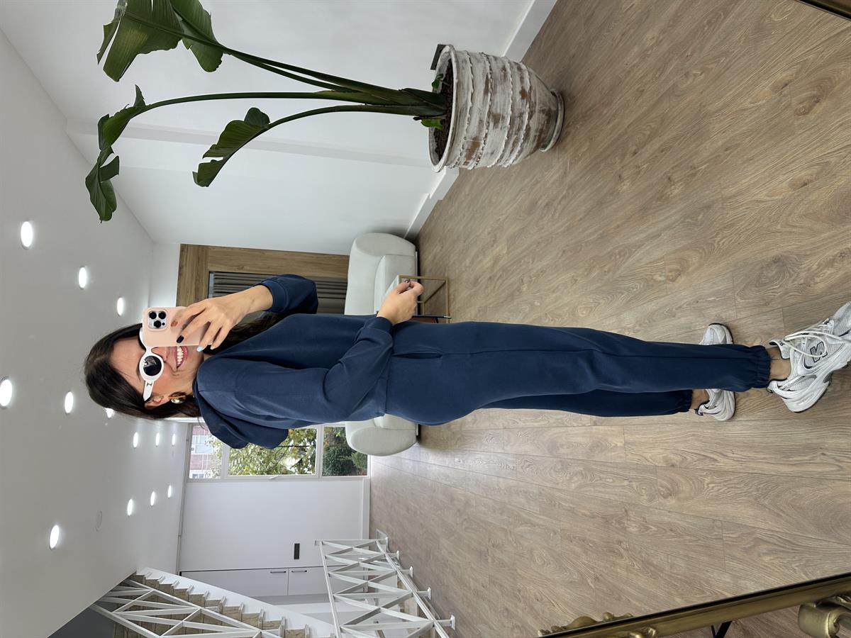 Oysho Kumaş Beli Ve Paçası Lastikli Eşofman Takımı-İndigo