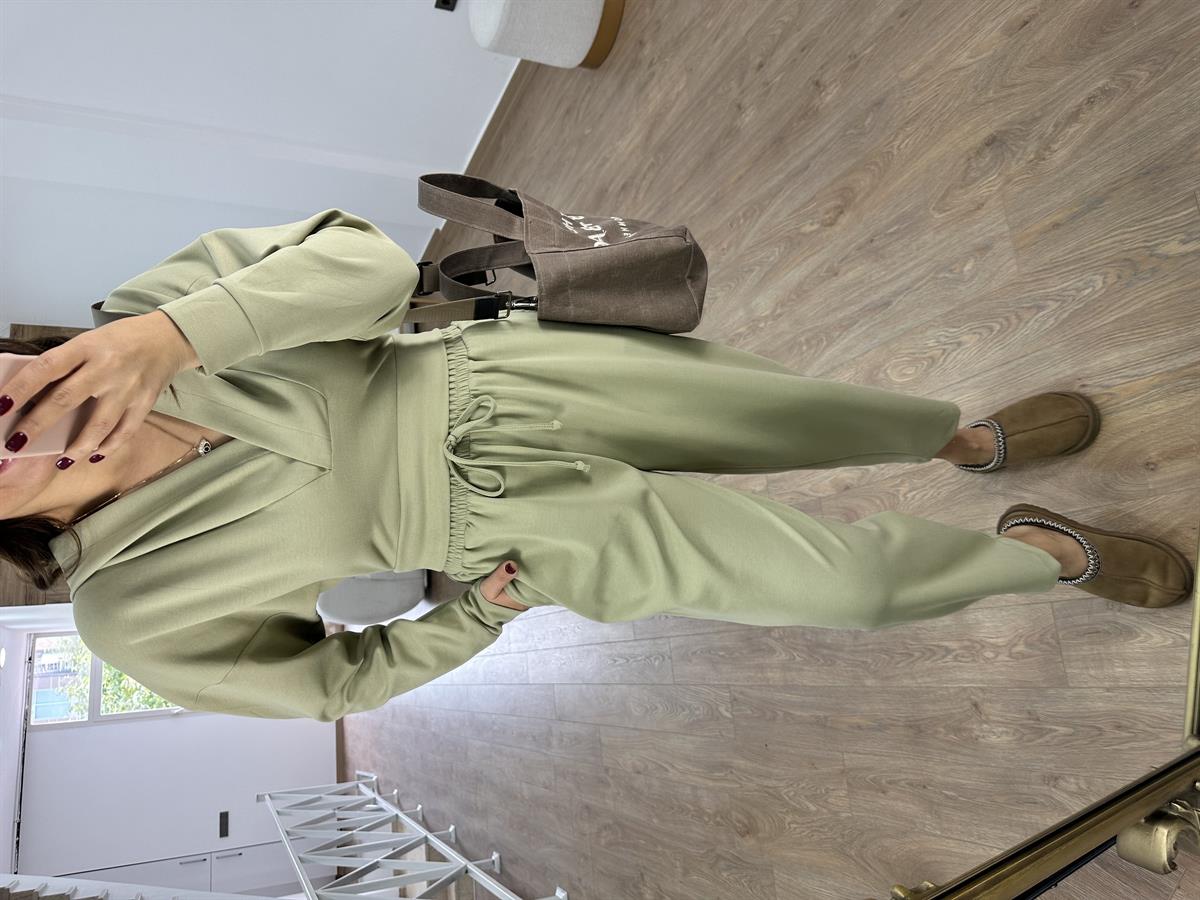 Oysho Kumaş Kapüşonlu Eşofman Takımı-Haki