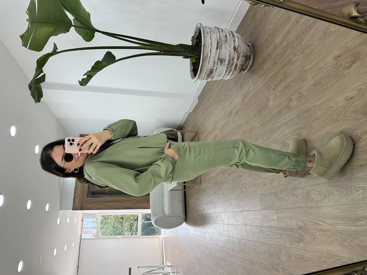 Oysho Kumaş Önden Fermuarlı Eşofman Takımı-Mint Yeşili