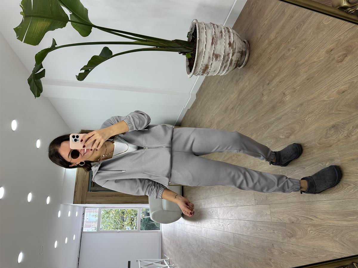 Oysho Kumaş Önden Fermuarlı Eşorman Takımı-Gri