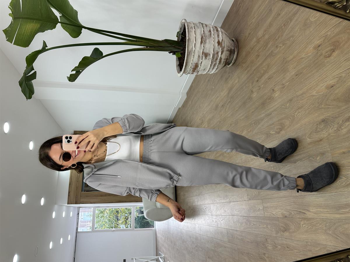 Oysho Kumaş Önden Fermuarlı Eşorman Takımı-Gri