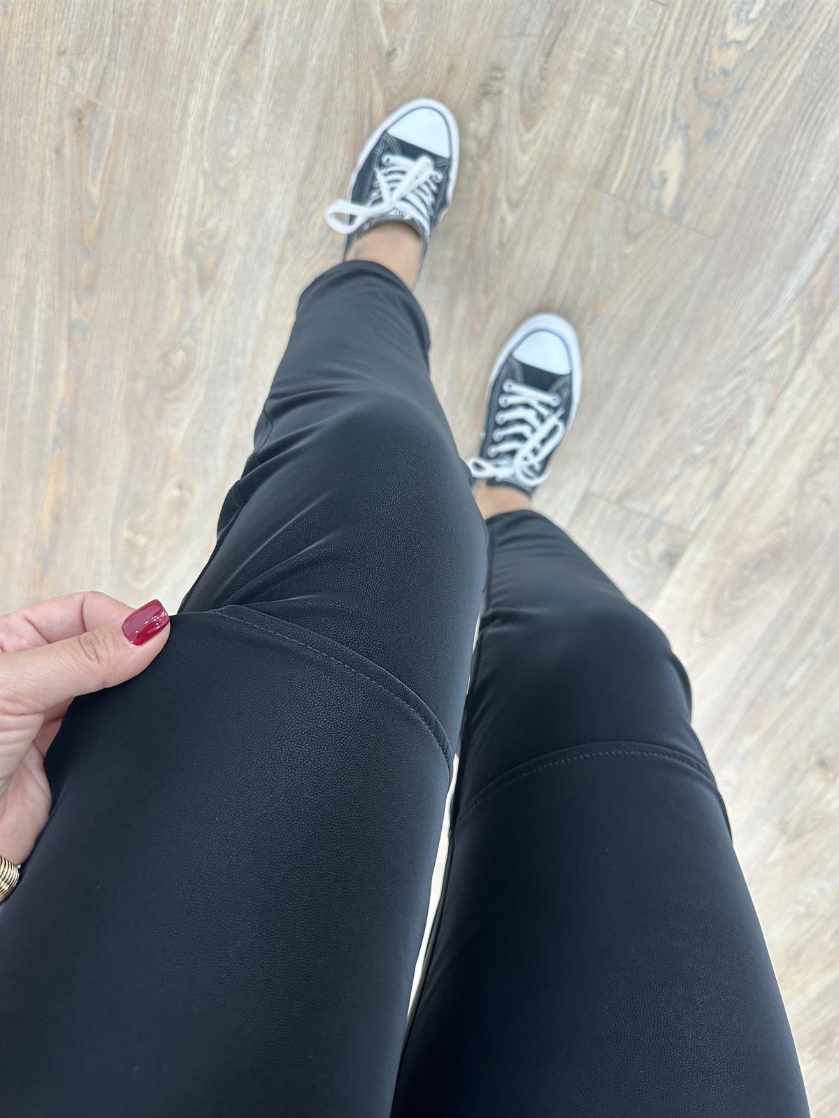 Özel Doku Full Likralı İçerisi Şardonlu Pantolon-Siyah