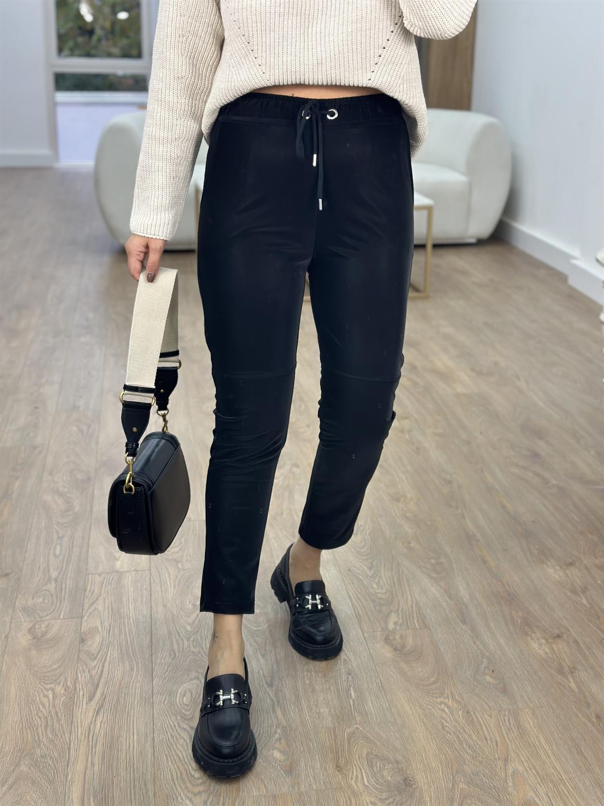 Özel Doku Full Likralı İçerisi Şardonlu Pantolon-Siyah