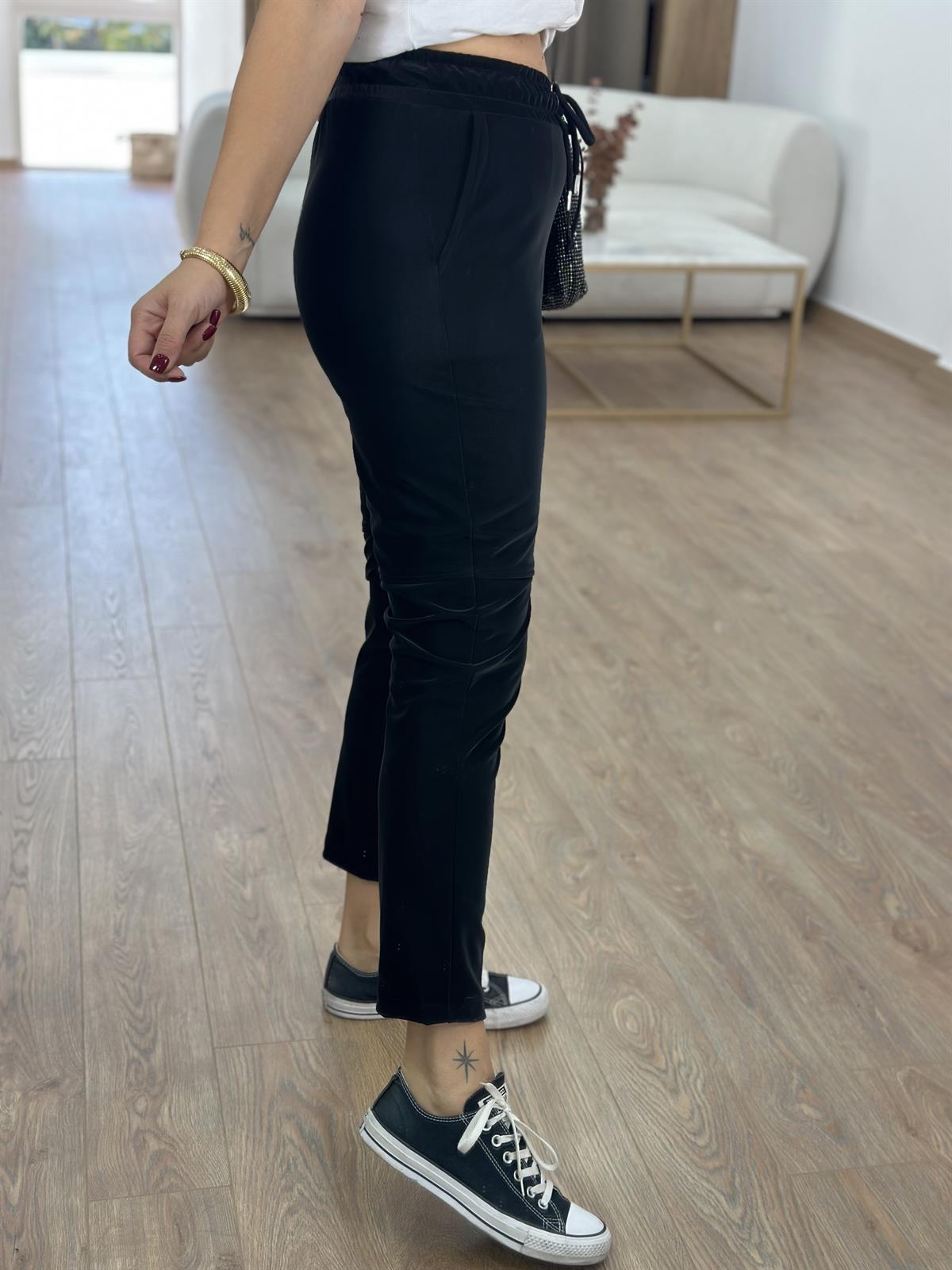 Özel Doku Full Likralı İçerisi Şardonlu Pantolon-Siyah