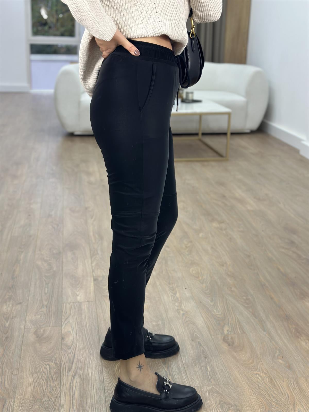 Özel Doku Full Likralı İçerisi Şardonlu Pantolon-Siyah