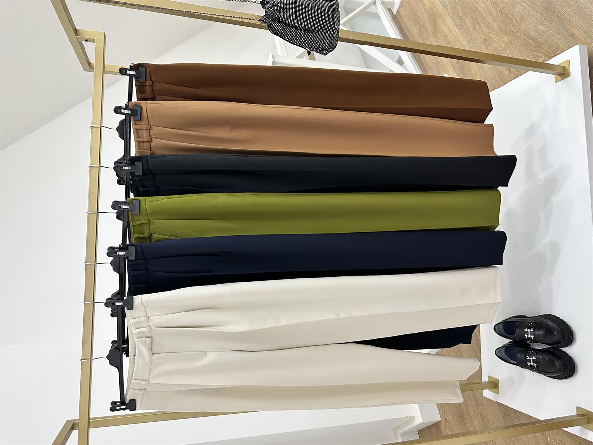 Özel Seri Çift Pile Palazzo Pantolon-Taş