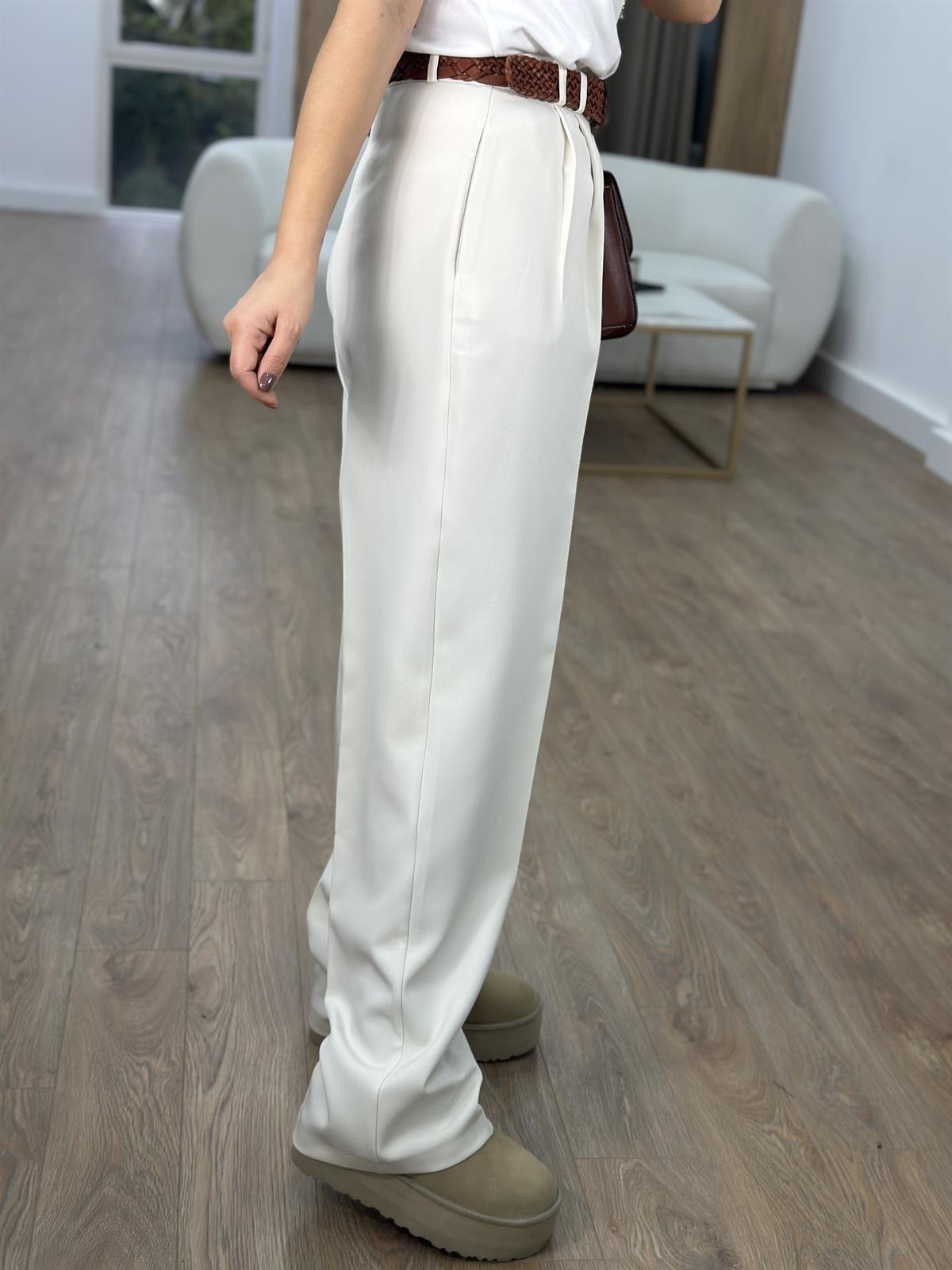 Özel Seri Çift Pile Palazzo Pantolon-Taş