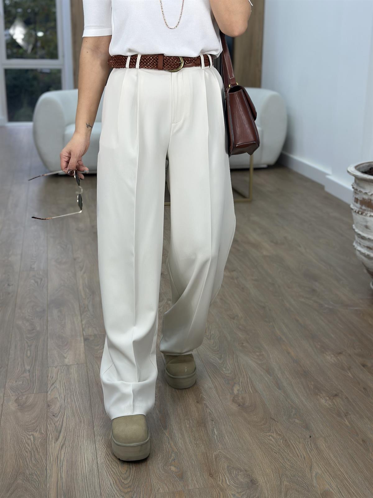 Özel Seri Çift Pile Palazzo Pantolon-Taş