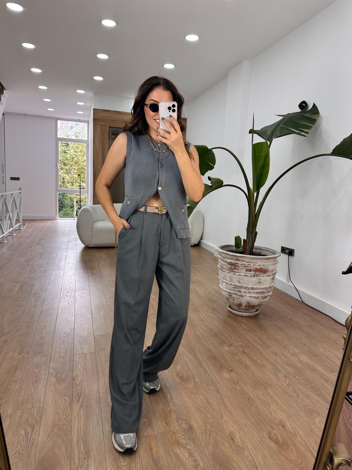 Özel Seri Palazzo Pantolon - Gri