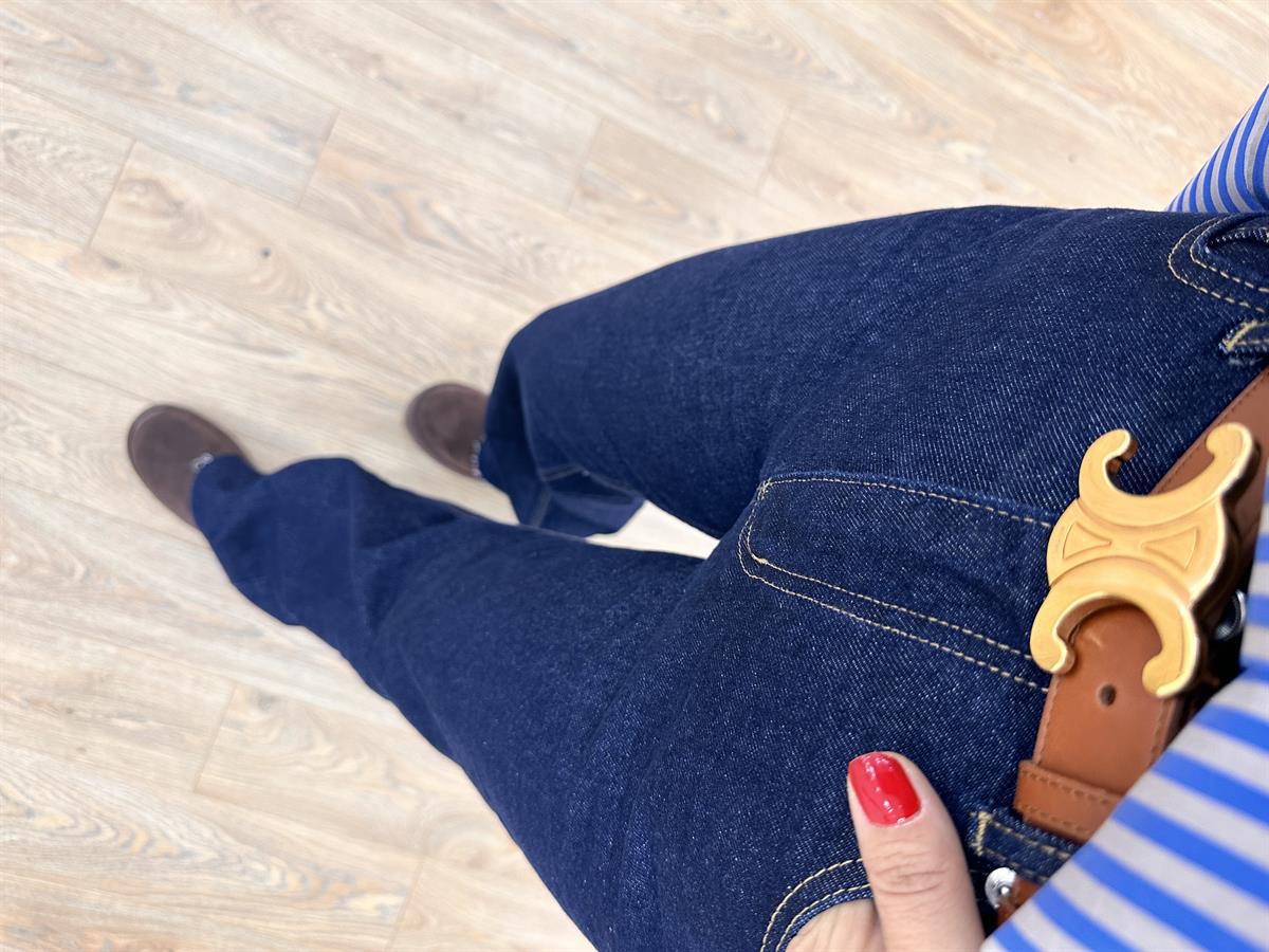 Paçası Kesik Bol Paça Pantolon - Koyu Lacivert