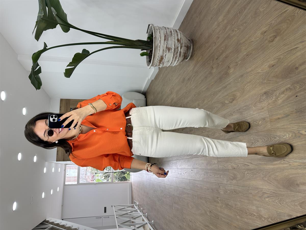 Paçası Kesik Boyfıt Jean-Ekru