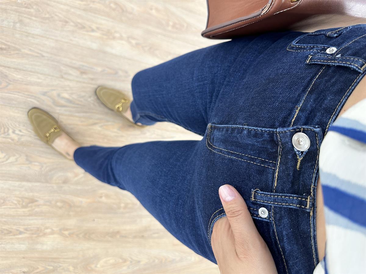 Paçası Kesik Boyfıt Jean-Lacivert