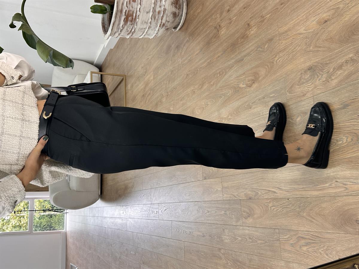 Paçası Yırtmaçlı Likralı Havuç Pantolon -Siyah