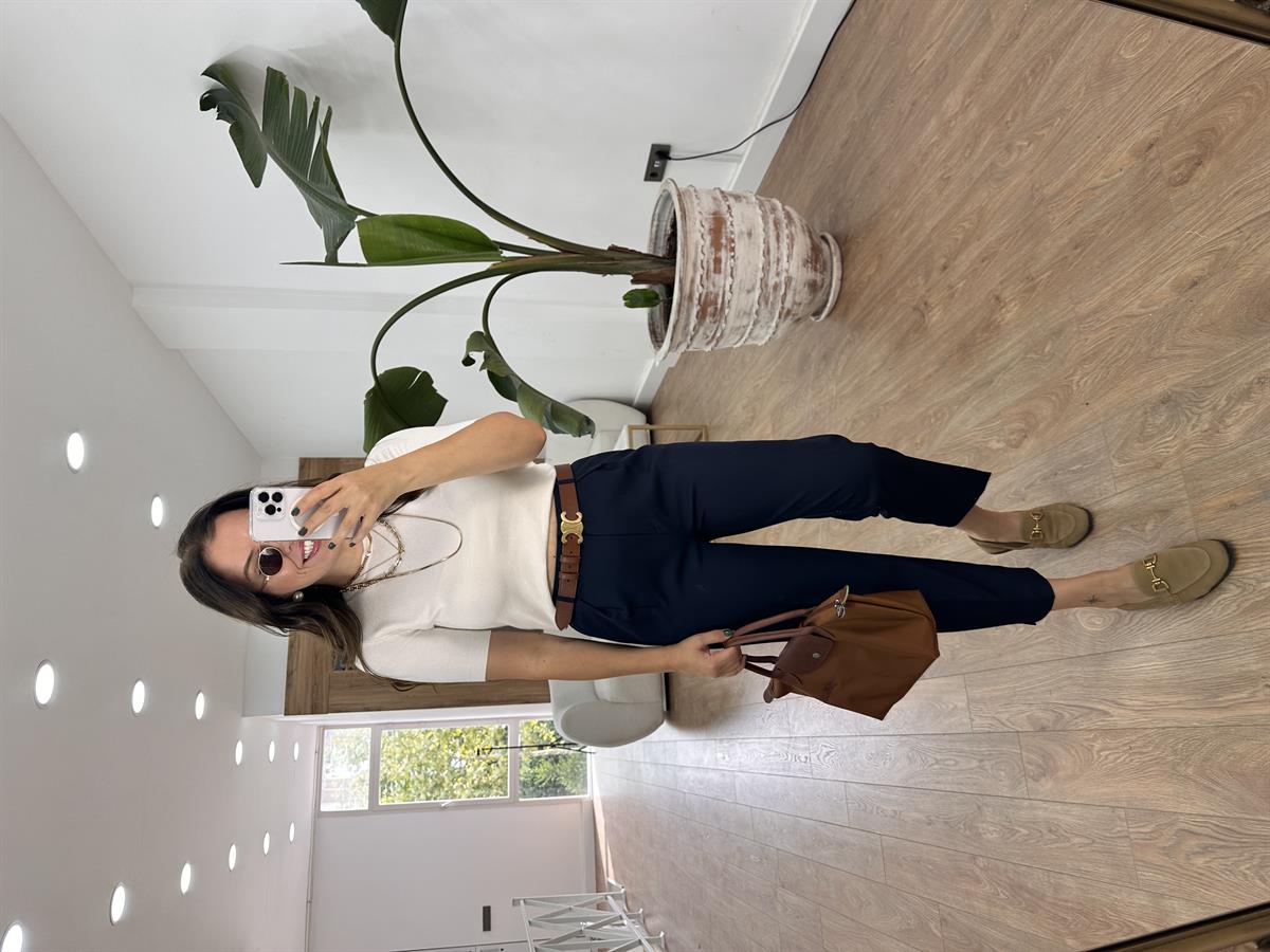 Paçası Yırtmaçlı Likralı Havuç Pantolon -Lacivert