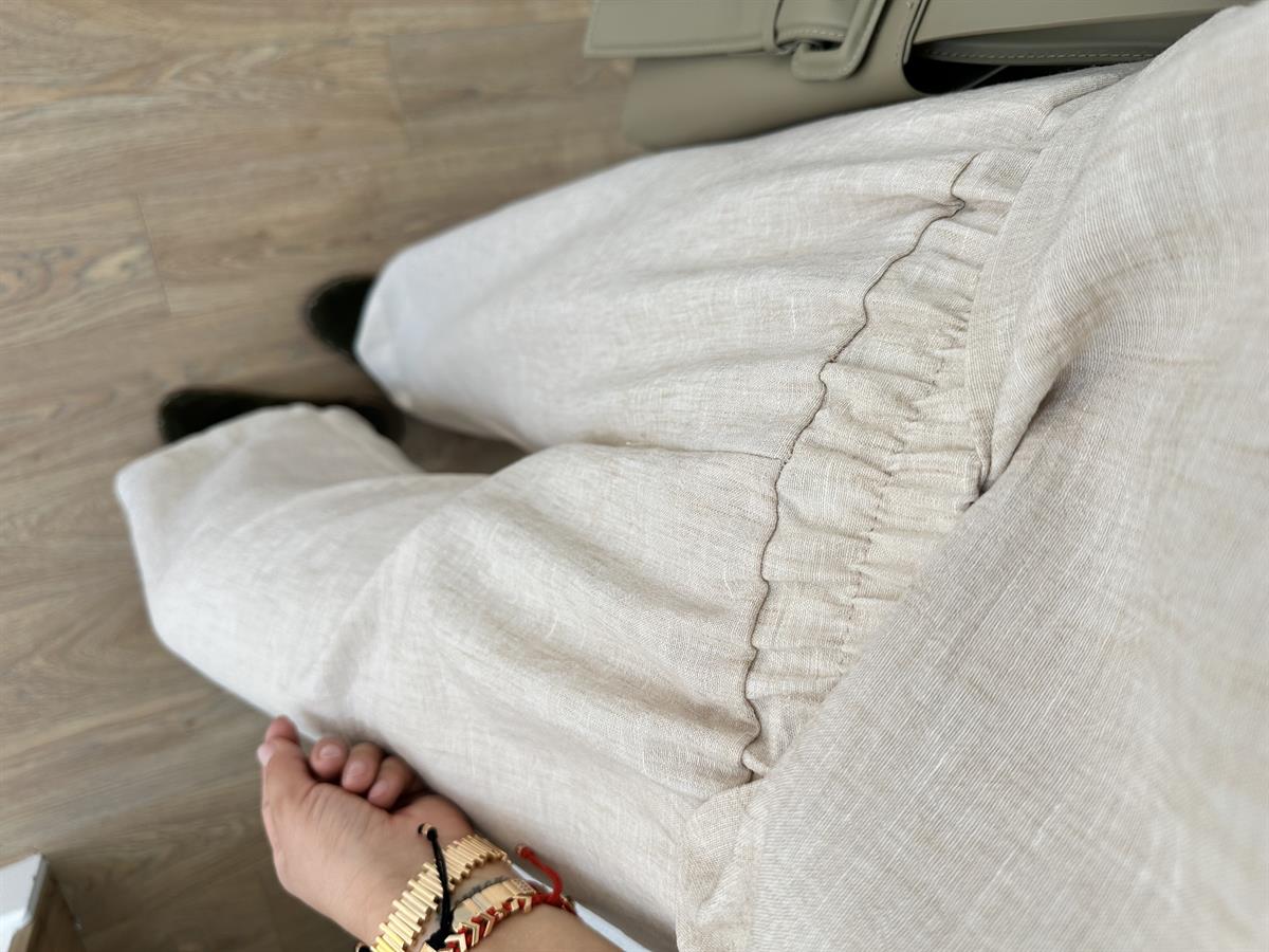 Palazzo Pantolonlu Keten Takım-Taş