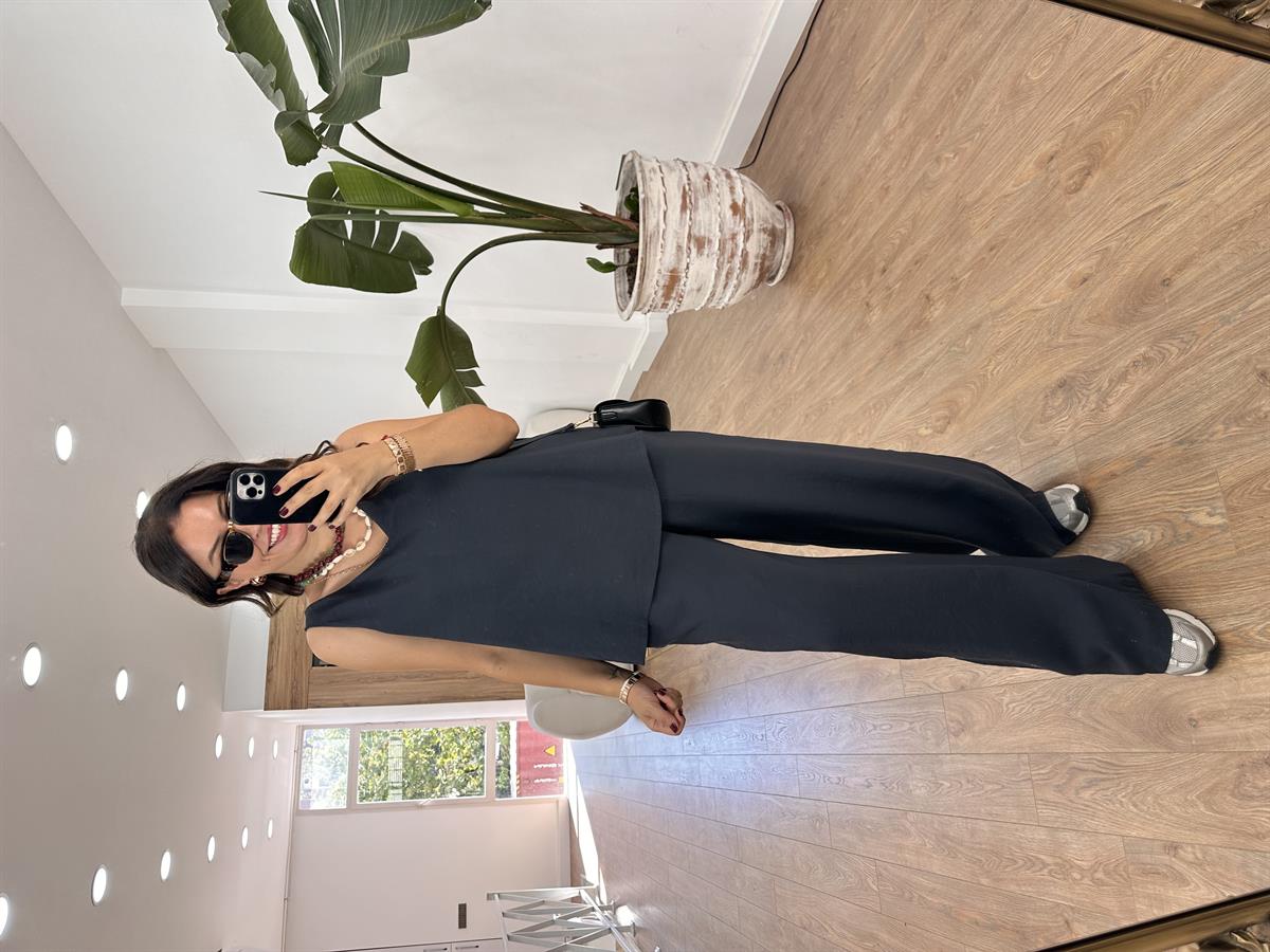 Palazzo Pantolonlu Tiril Takım-Antrasit