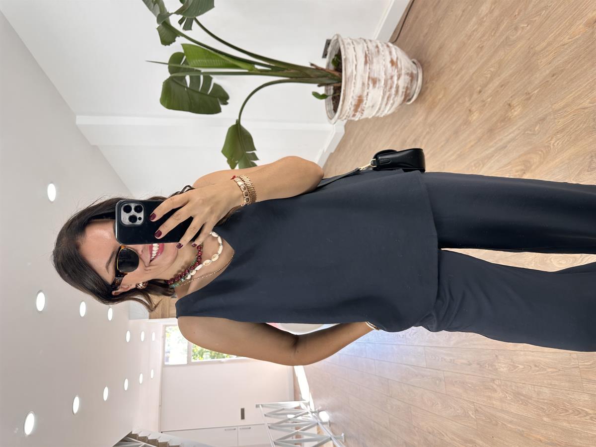 Palazzo Pantolonlu Tiril Takım-Antrasit