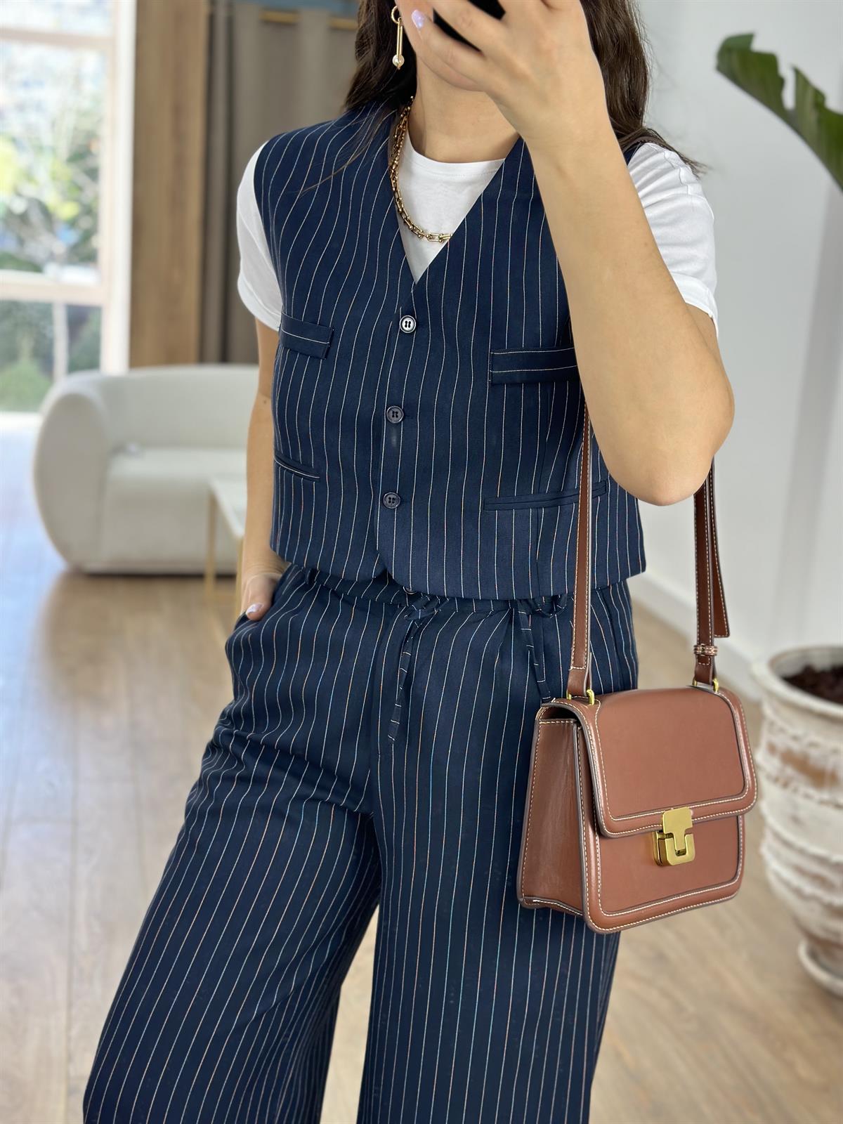 Palazzo Pantolonlu Yelekli Takım