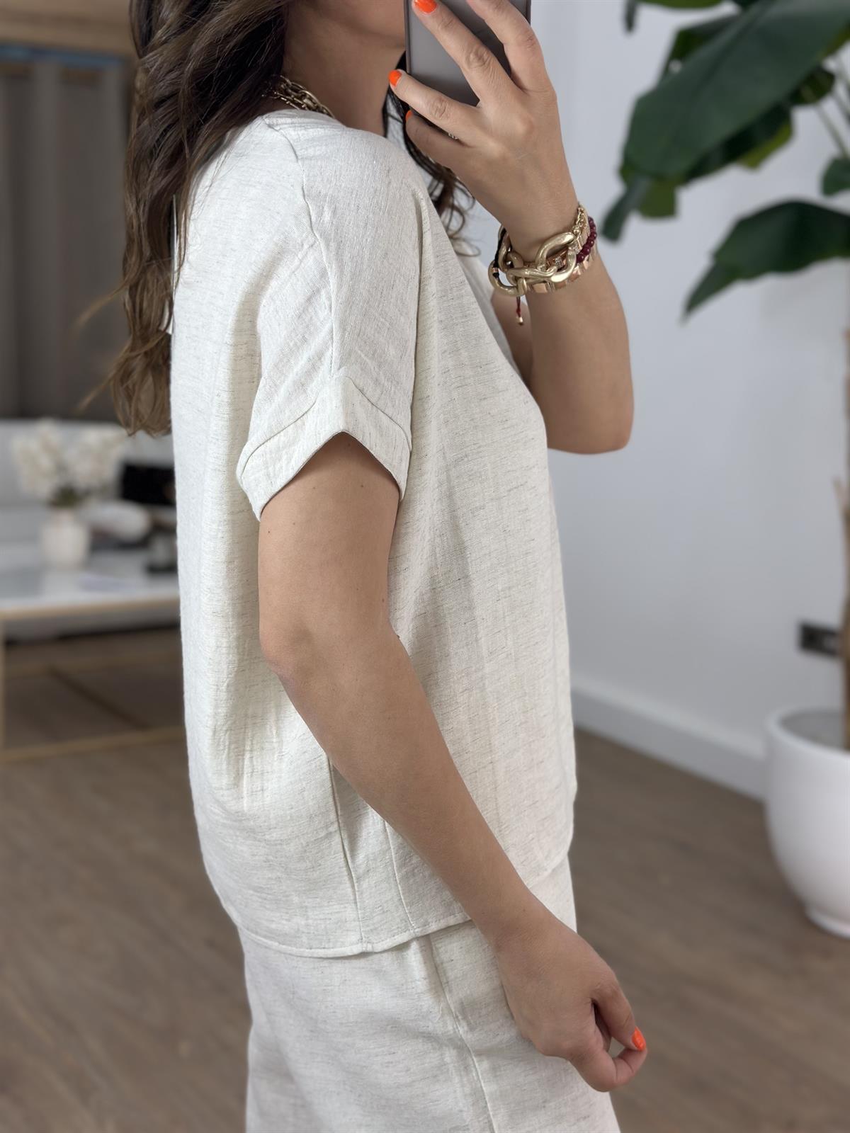 Pamuk Keten Kısa Kollu Salaş Takım 