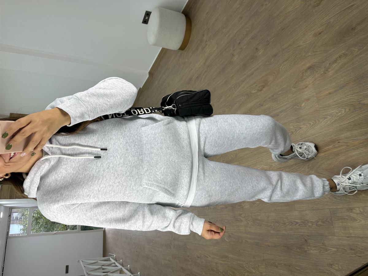 Pamuklu İçerisi Şardonlu Eşofman Takımı-Gri