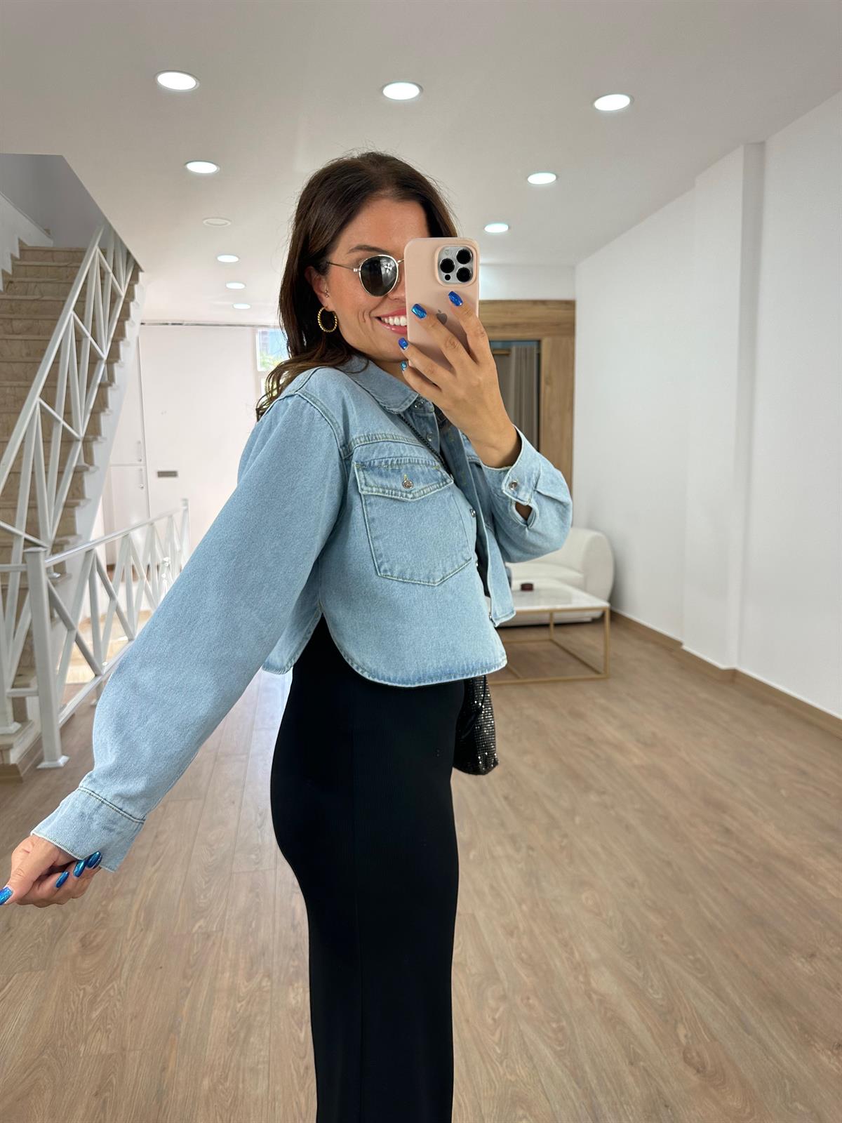 Pamuklu Kısa Denim Ceket