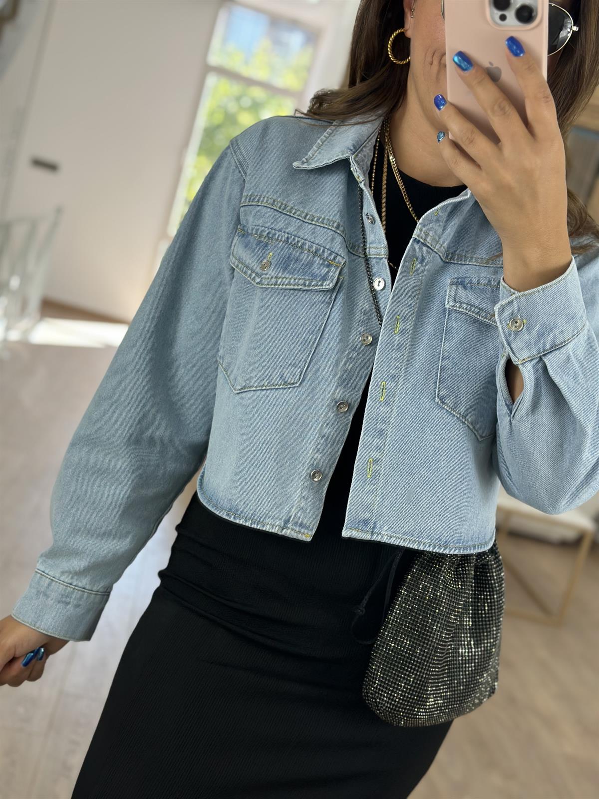 Pamuklu Kısa Denim Ceket