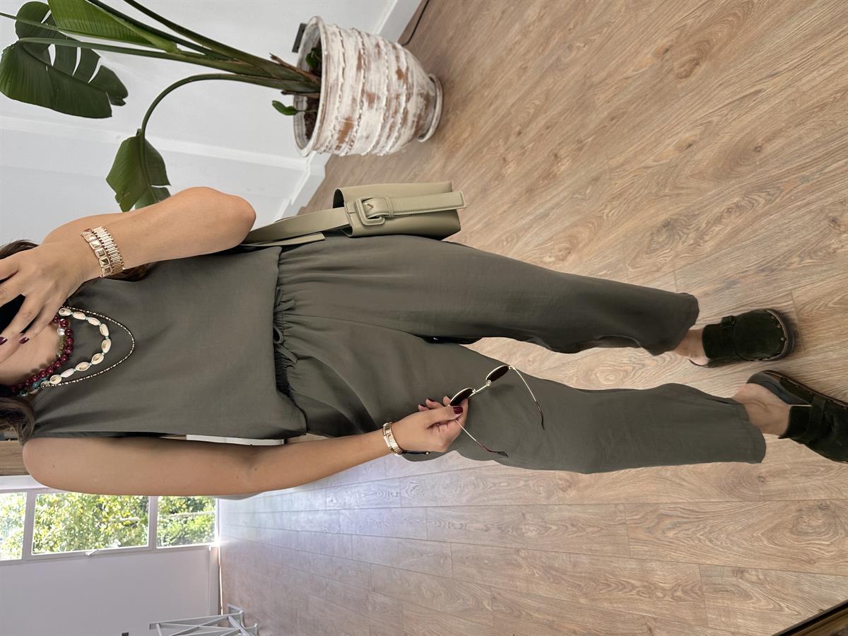 Pantolon Bluz Basic Tiril Takım-Haki