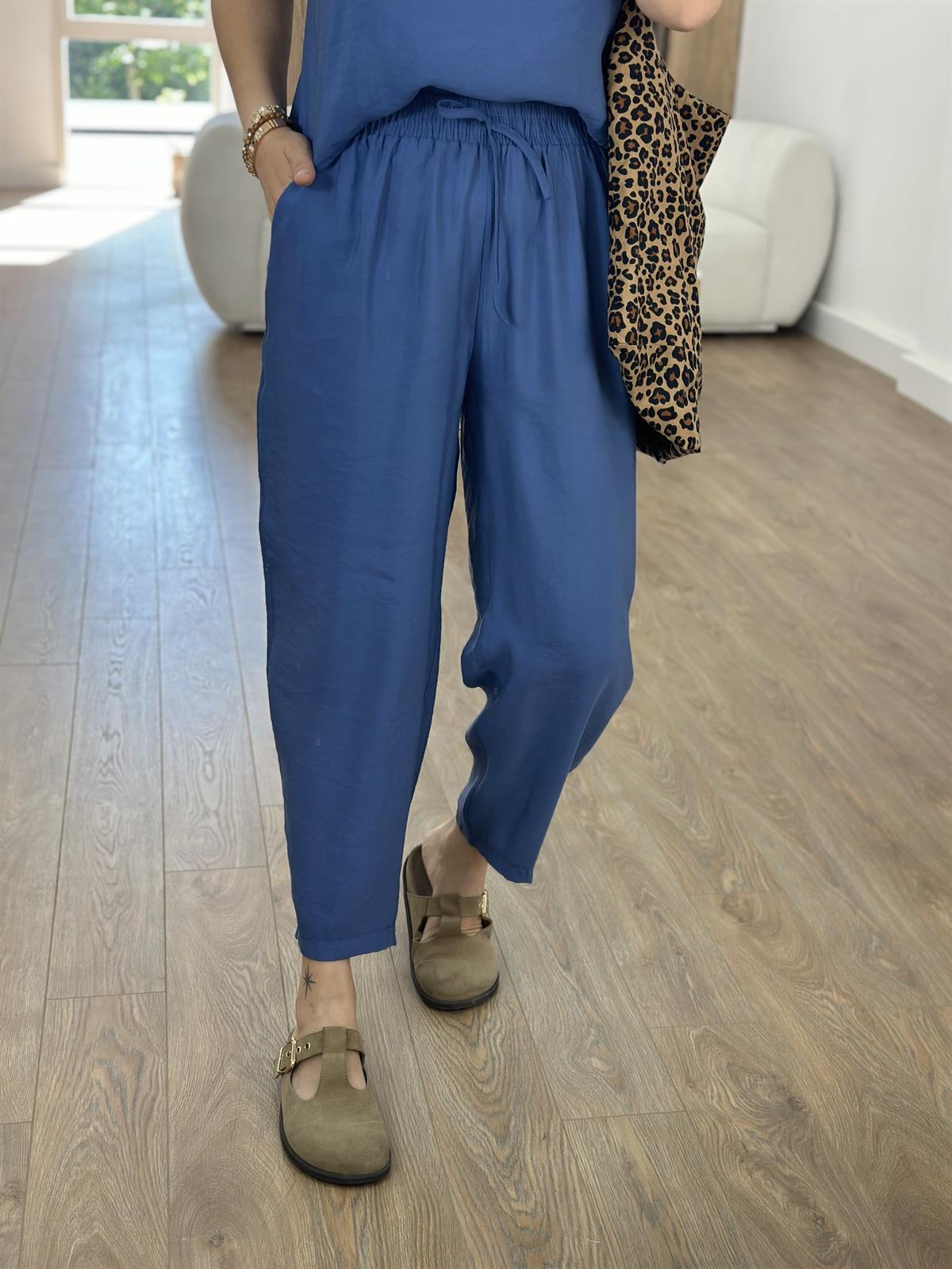 Pantolon Bluz Basic Tiril Takım-İndigo