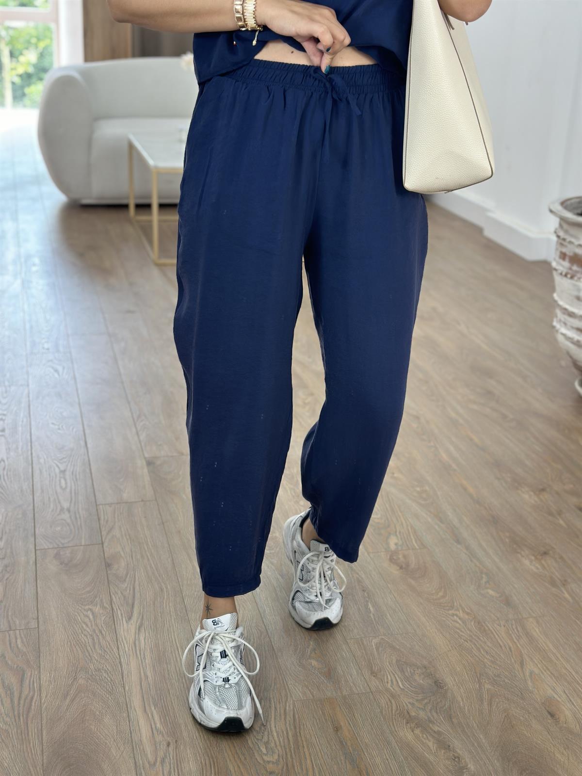 Pantolon Bluz Basic Tiril Takım-Lacivert