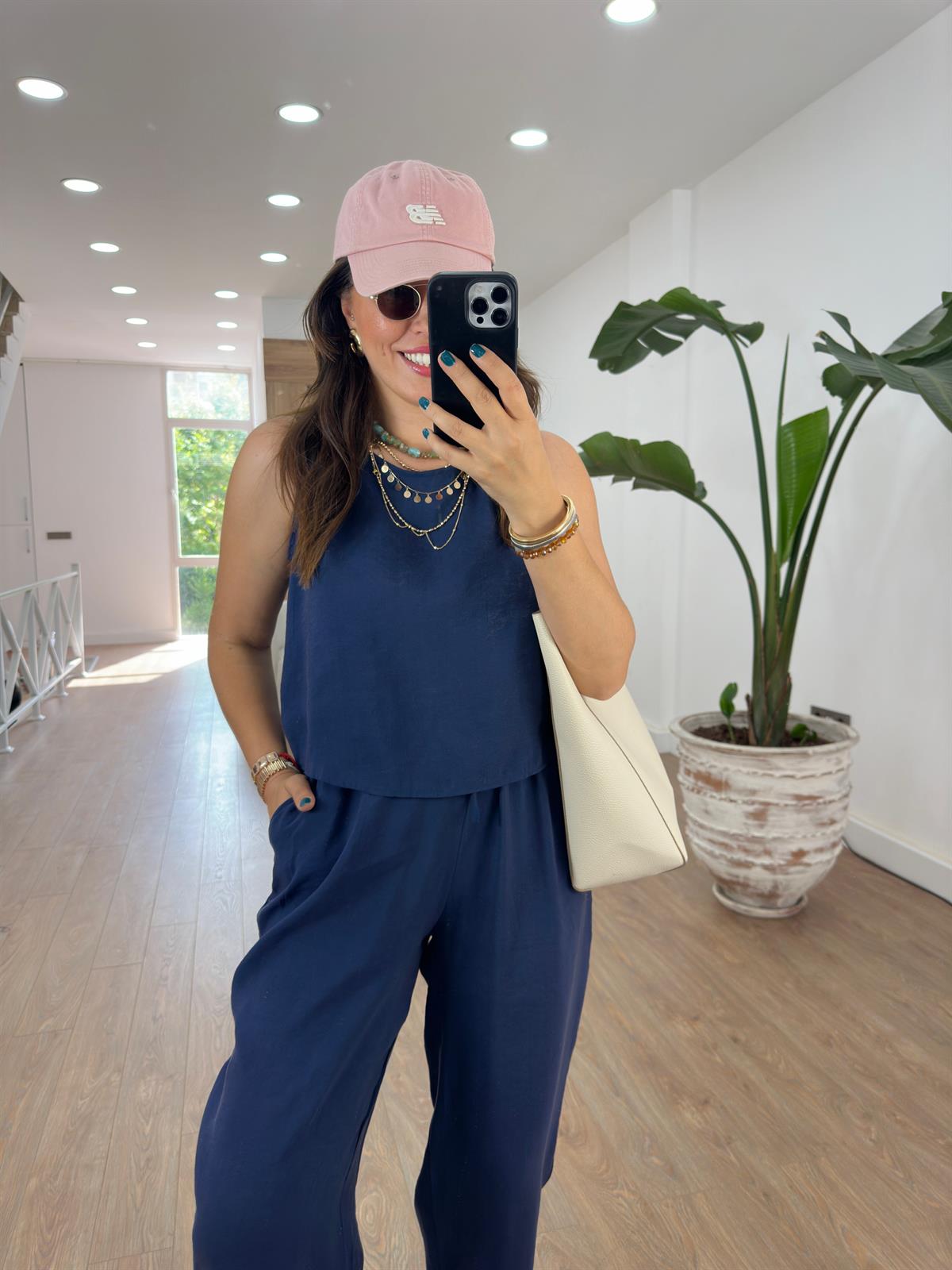 Pantolon Bluz Basic Tiril Takım-Lacivert