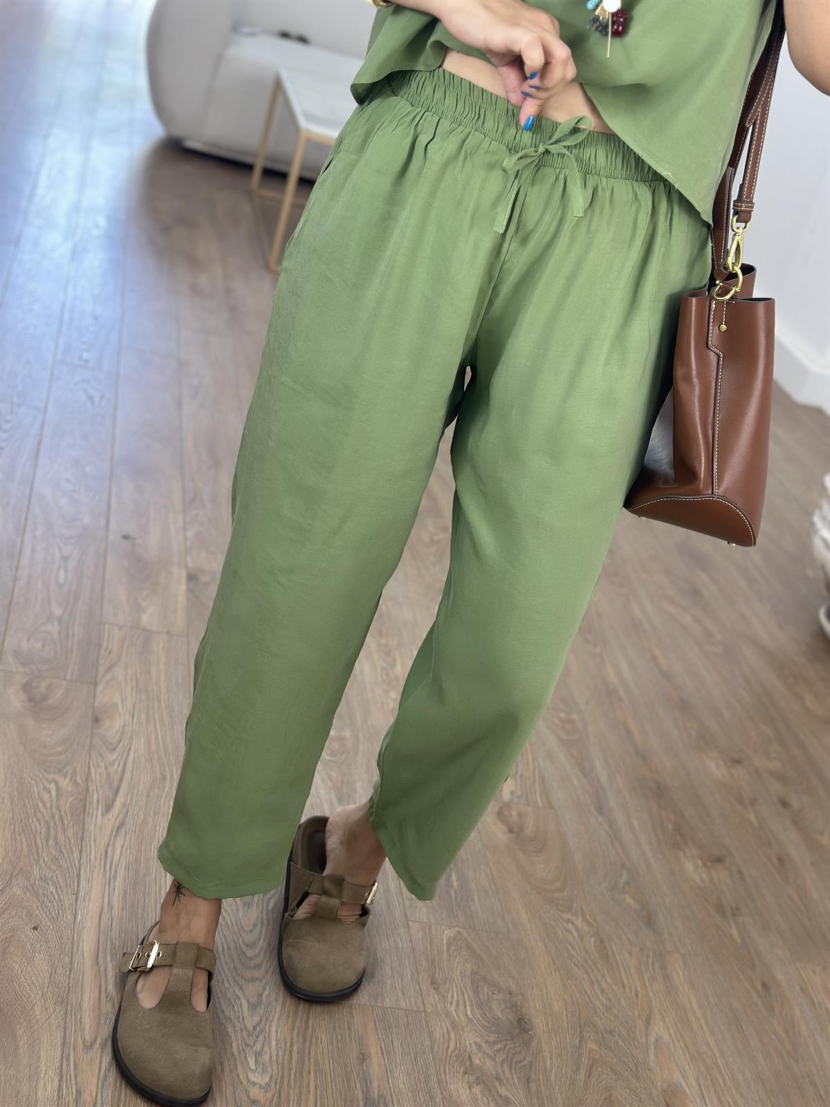 Pantolon Bluz Basic Tiril Takım-Yeşil