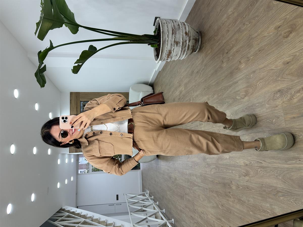 Pantolon Ceket Gabardin Takım-Camel