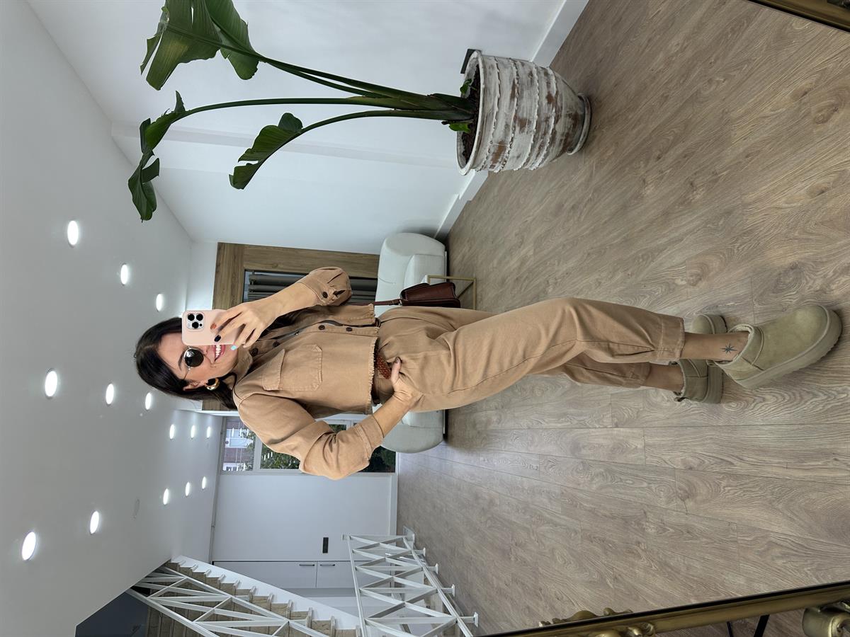 Pantolon Ceket Gabardin Takım-Camel