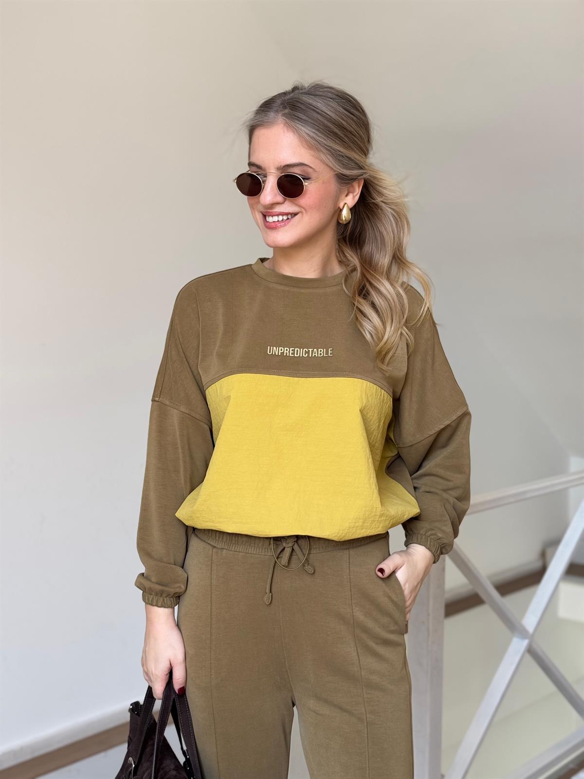 Paraşüt Detaylı Modal Takım - Haki