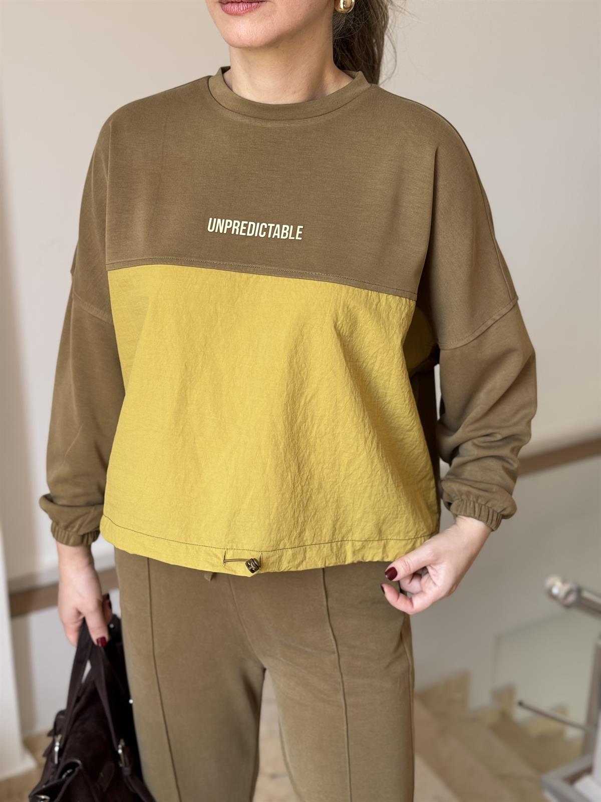 Paraşüt Detaylı Modal Takım - Haki