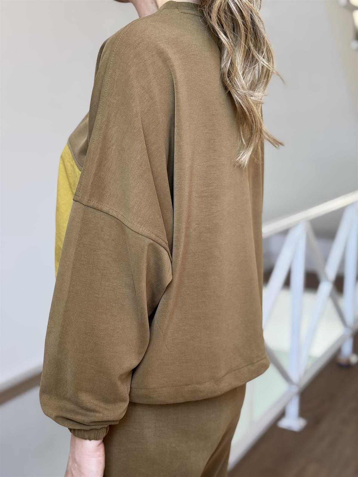 Paraşüt Detaylı Modal Takım - Haki