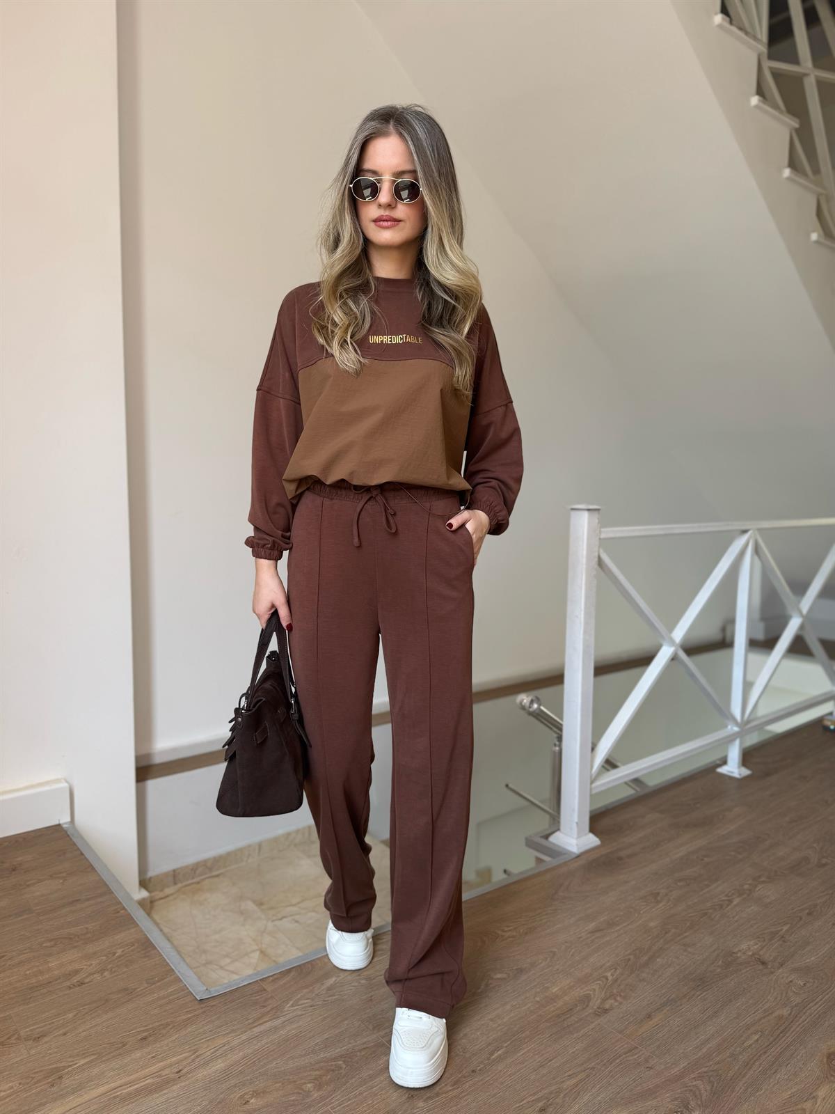 Paraşüt Detaylı Modal Takım - Kahve