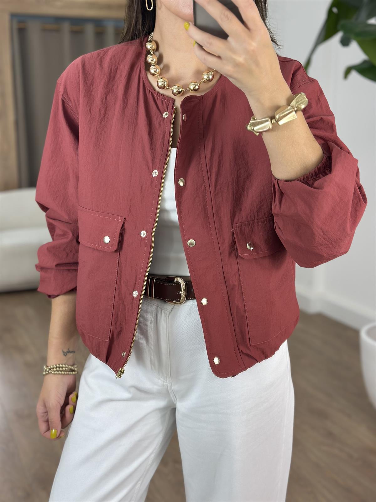 Paraşüt Kumaş Çıtçıtlı Bomber Ceket 