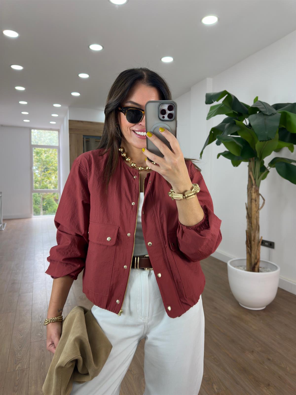 Paraşüt Kumaş Çıtçıtlı Bomber Ceket 