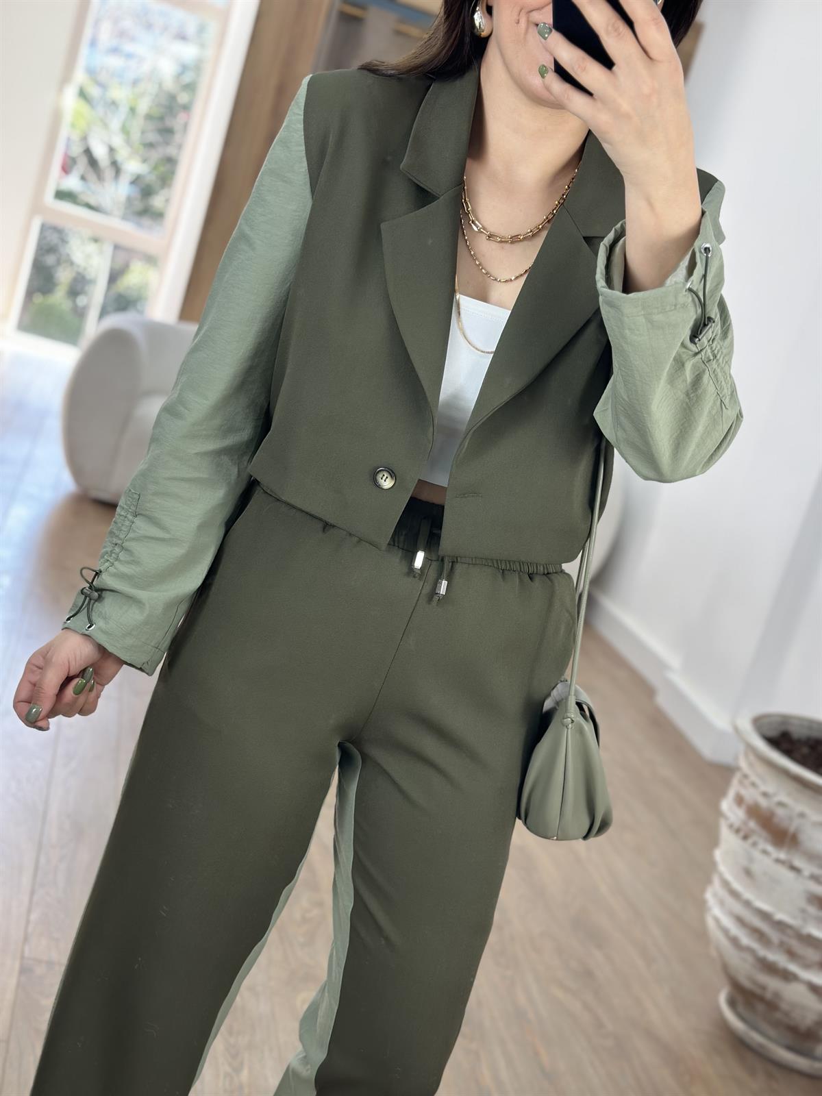 Paraşüt Kumaş Garnili Çift Renk Takım