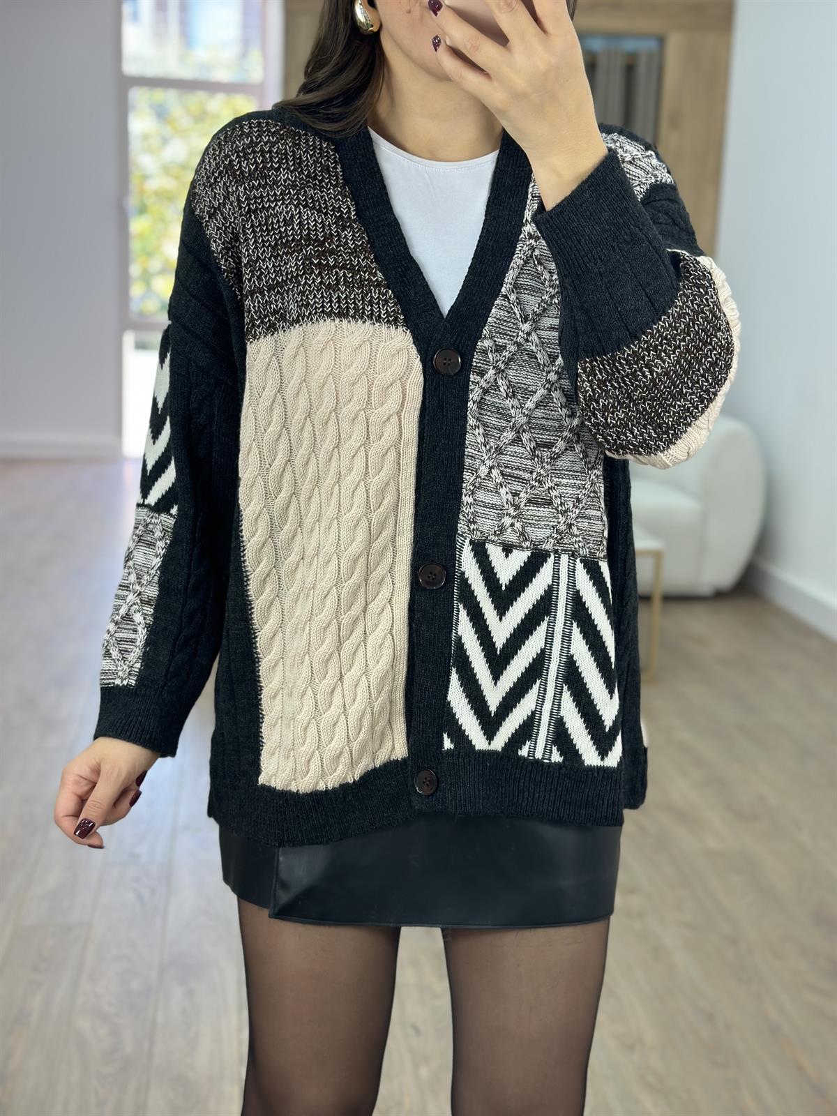 Patchwork Desenli Hırka