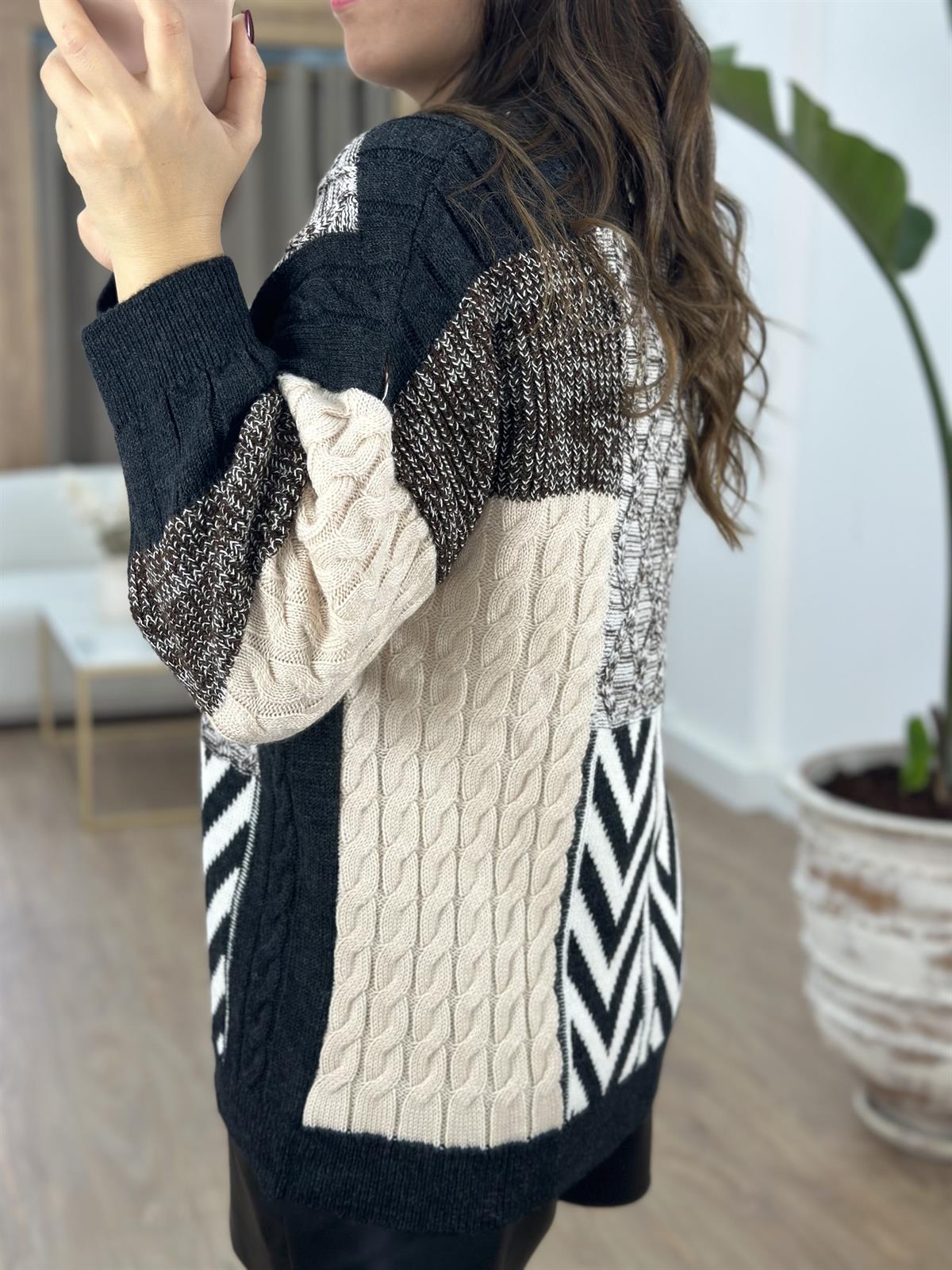 Patchwork Desenli Hırka