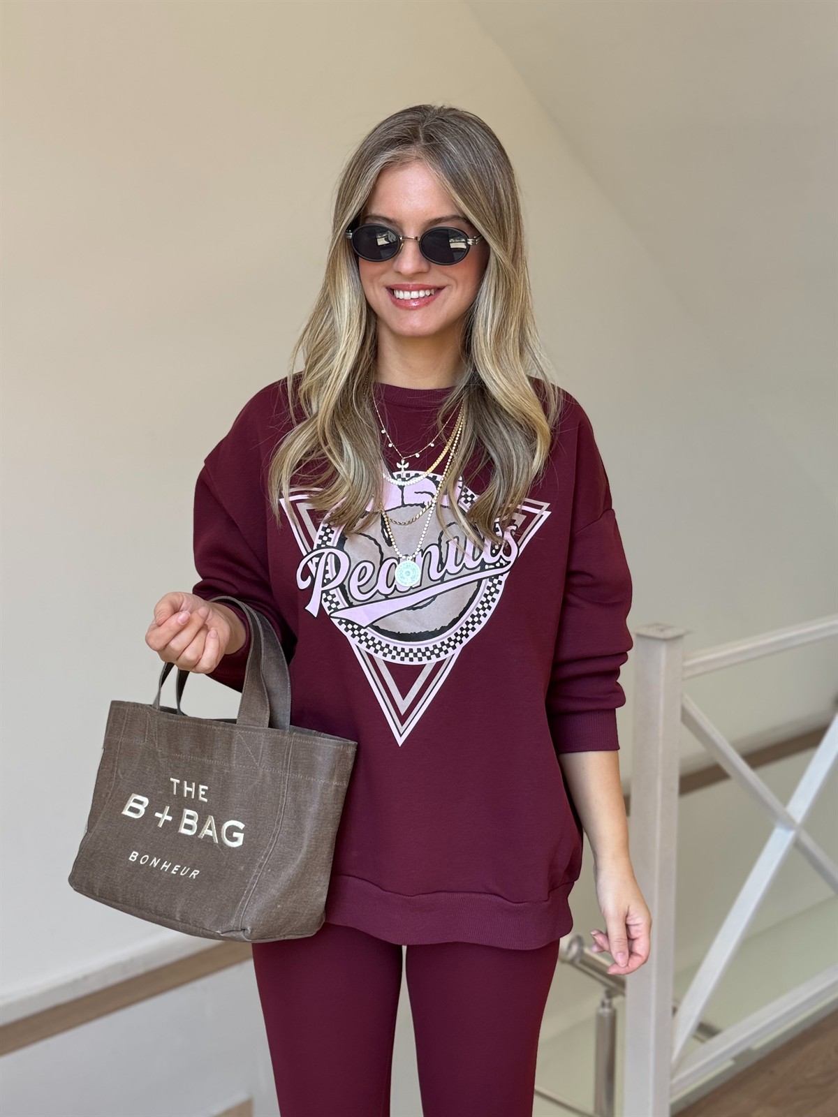 Peanuts Yazılı Oversize Sweathirt