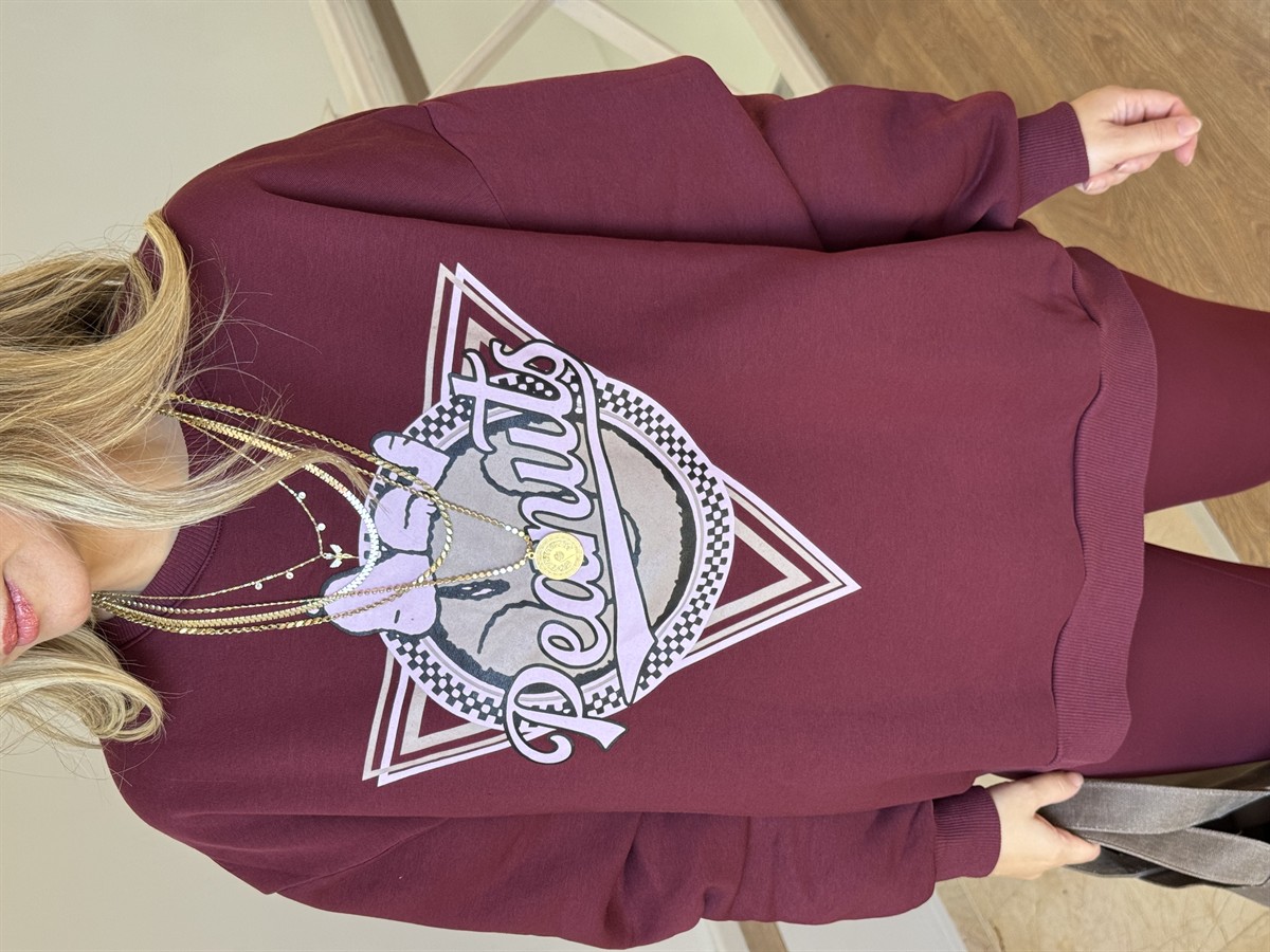 Peanuts Yazılı Oversize Sweathirt