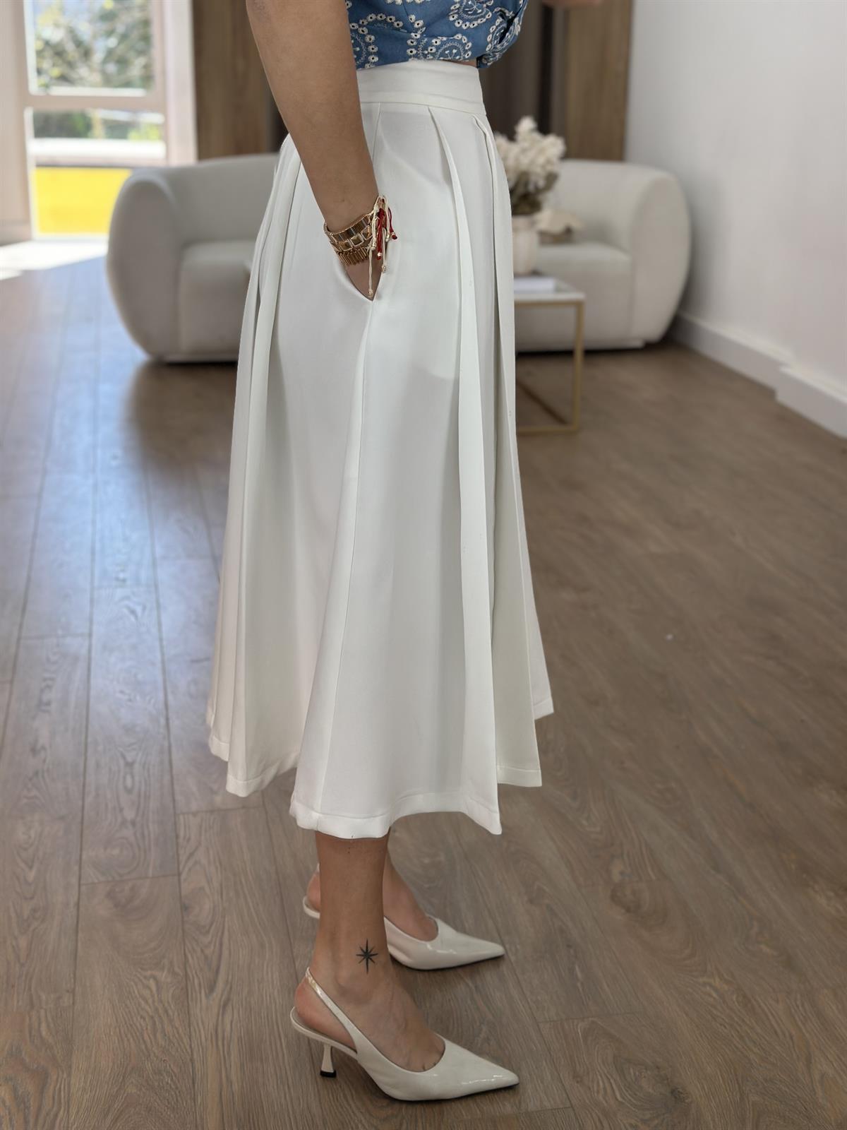 Pileli Midi Boy Cepli Kloş Etek